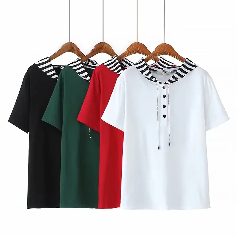 2019 summer wear loose stripe Hooded short sleeve T-shirt female Plus Size Women Casual Tops F31-X8122
2019 summer wear loose stripe Hooded short sleeve T-shirt female Plus Size Women Casual Tops F31-X8122
