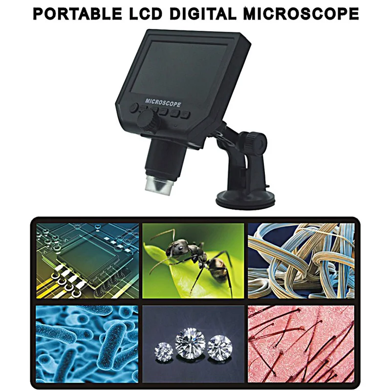 

Portable 1-600X 3.6MP USB Digital Microscope 4.3"LCD Electronic HD Video Microscopes USB Magnifier Camera For Pcb Moth Repair