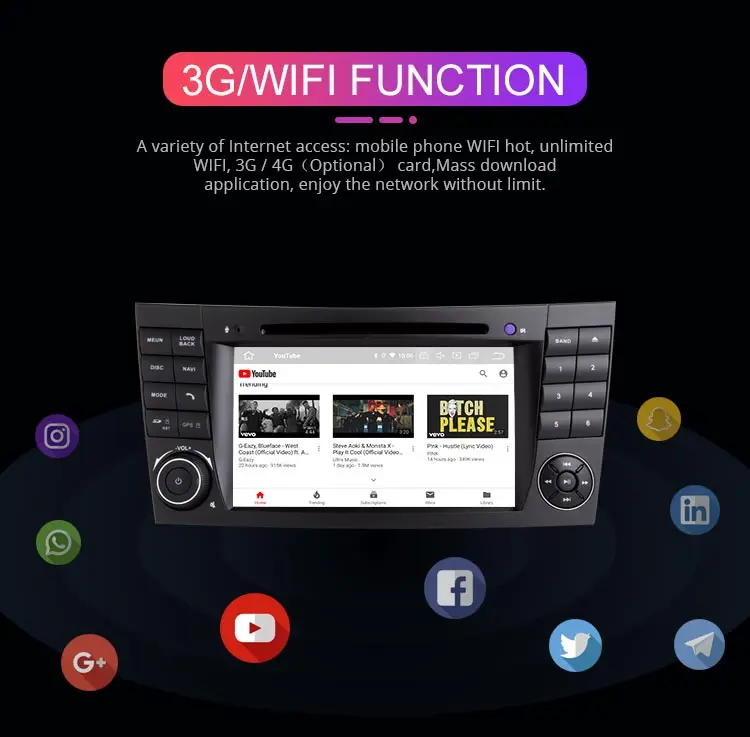 Excellent Besina Android 9.0 Car DVD Player For Mercedes Benz E Class W211 CLK W209 CLS W219 W46 GPS Navigation Wifi Multimedia Car Radio 6