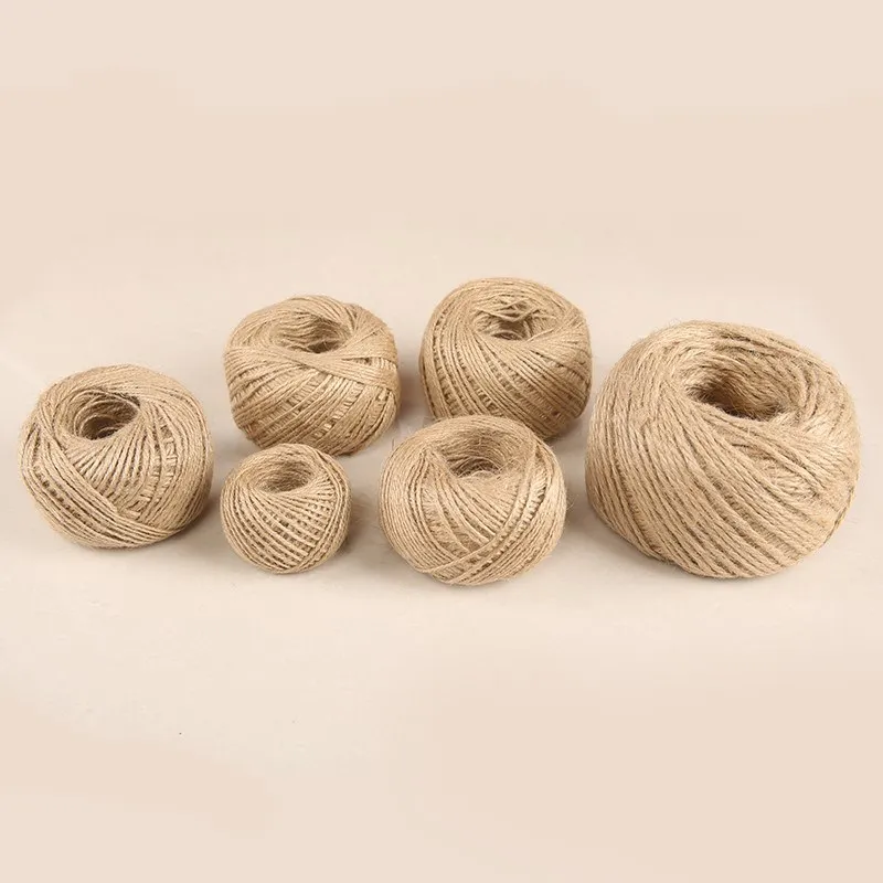 1mm-4mm/Roll Natural Textured Burlap Twine Cord Hemp Rope For Party Wedding DIY Gift Wrapping Cords Thread LYQ