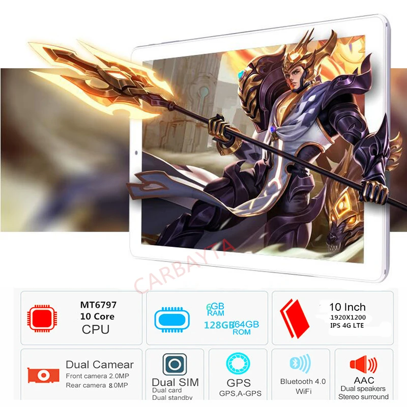 

10.1 inch 4G LTE FDD TDD Phone Call Google Android 7.0 MT6797 10 Core IPS Tablet WiFi 6GB + 64GB 128GB metal tablet pc 8MP