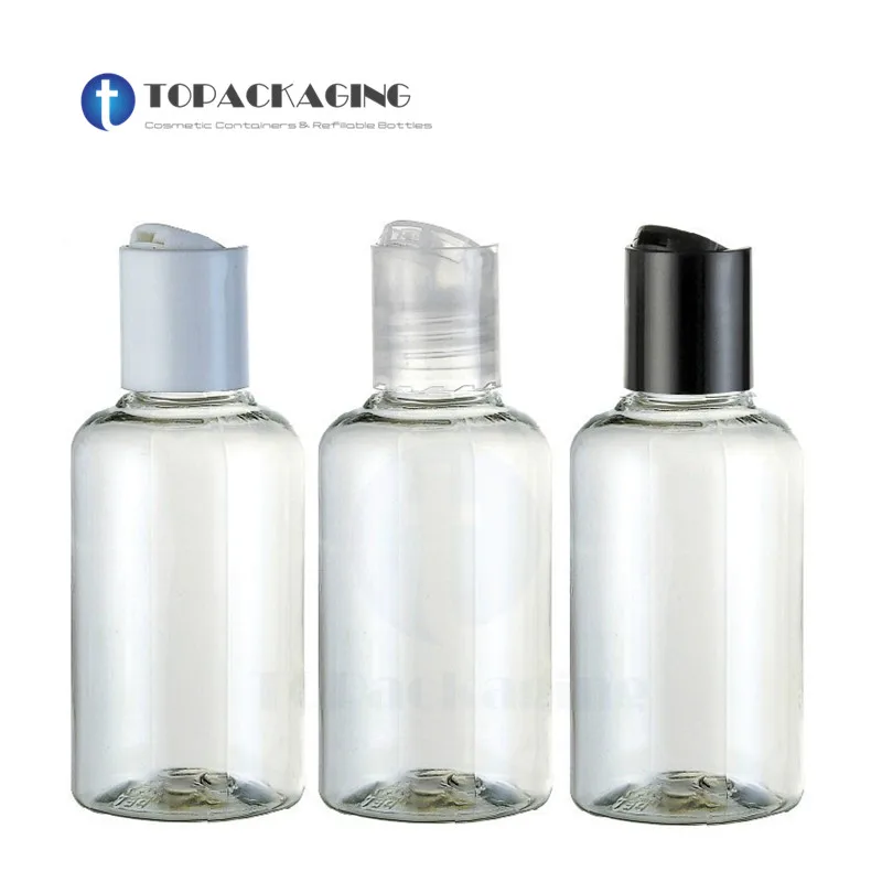 30PCS*75ML Press Screw Cap Disc Top Bottle Clear Plastic Cosmetic Container Empty Lotion Shampoo Makeup Refillable Essence Oil