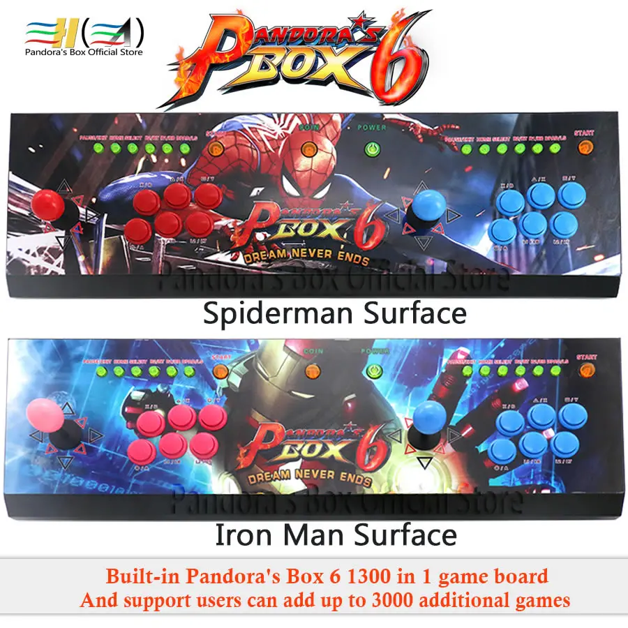 

Pandora box 6 arcade game console machine 1300 in 1 video game 2 Players can add 3000 fba mame ps1 games 3d tekken mortal kombat