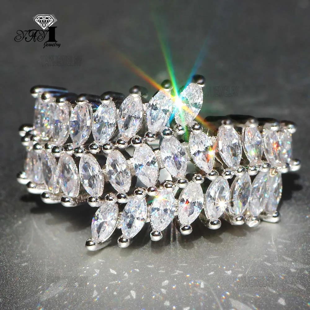 YaYI кольцо с голубым кристаллом 7,5 CT белый цирконий серебристый цвет обручальные кольца Свадебные Кольца Сердце Девушки вечерние кольца Подарки