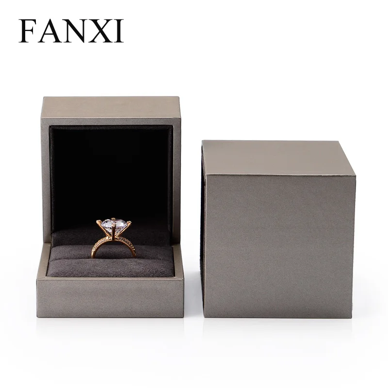 FANXI шампанского ювелирные изделия Подарочная коробка кожзам бумажное кольцо ожерелье браслет ящик для хранения коробка с подушкой Внутренний - Цвет: Ring box