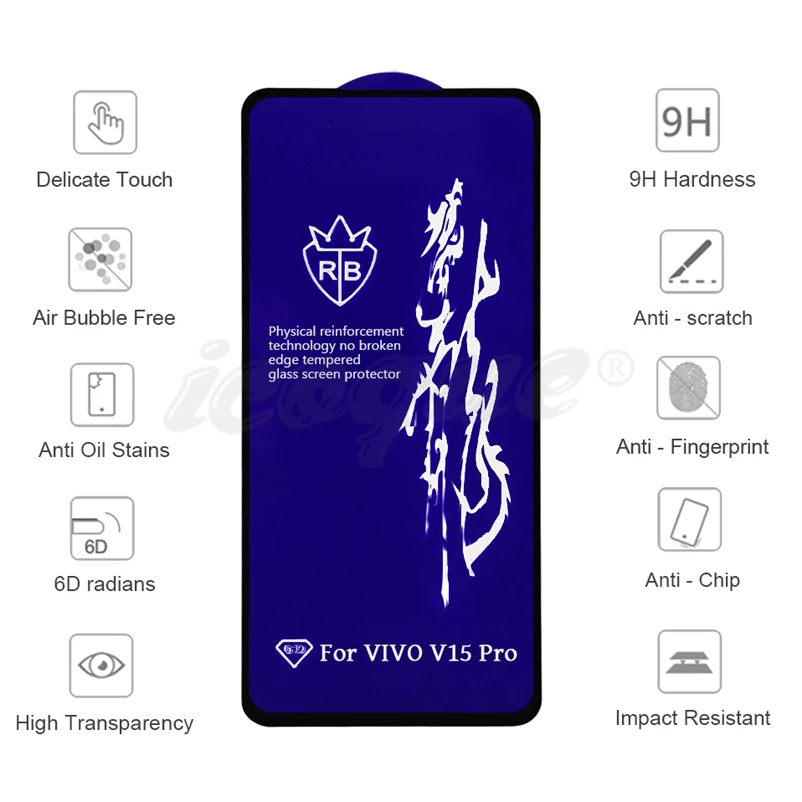 6D Glass for VIVO V15 Pro V11 Pro Nex X27 X21 X23 Screen Protector 5D Tempered Glass on for Vivo Iqoo Z3i Z1 Y81 Y83 Y91 Y95 Y97