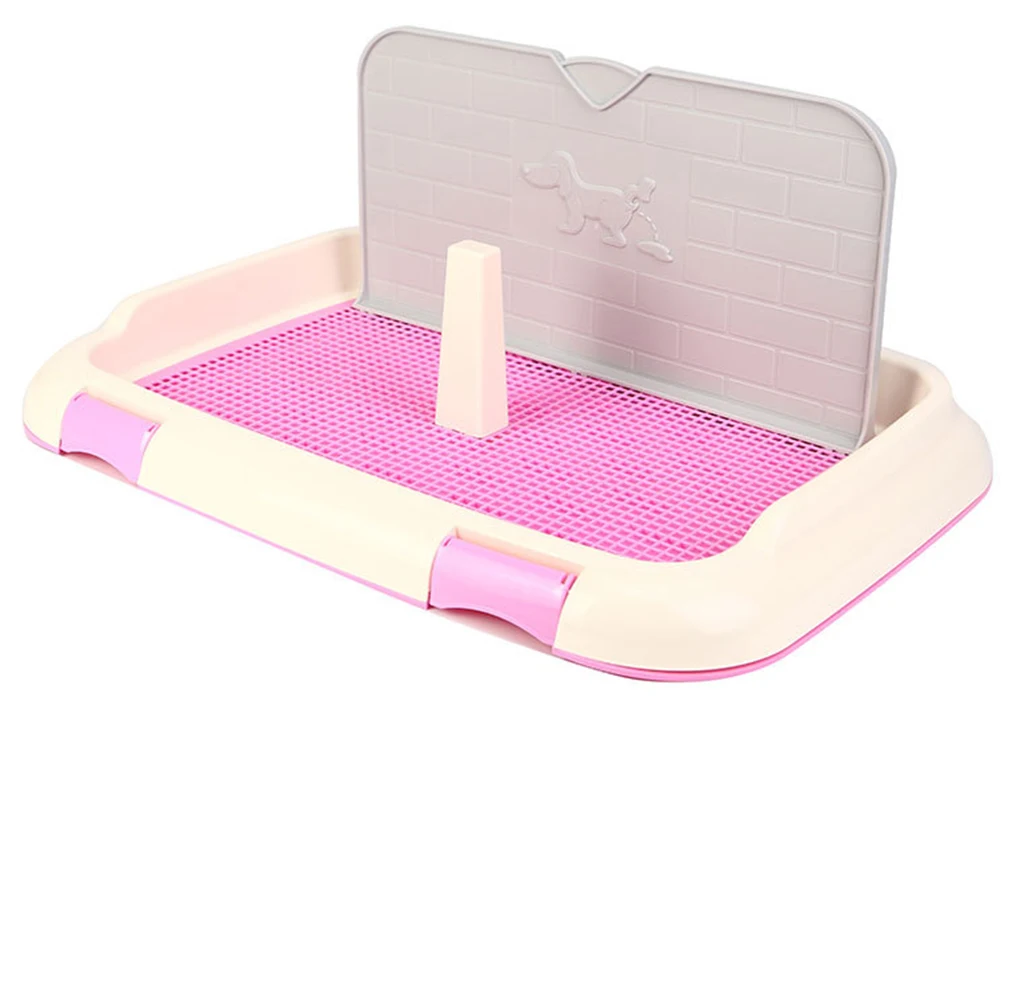 Портативный питомец тренировочный Туалет собака кошка туалетный лоток с колонной писсуар приучение к туалету домашняя сетка чистящие принадлежности - Цвет: Розовый