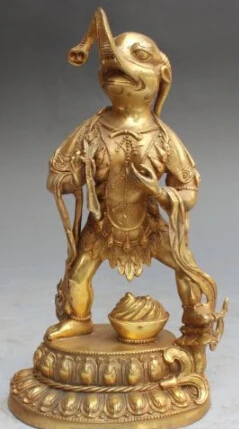 

RHS0139 9" Tibet Bronze Gilt Stand lotus Ganapati Ganesh Lord Ganesha Buddha Statue