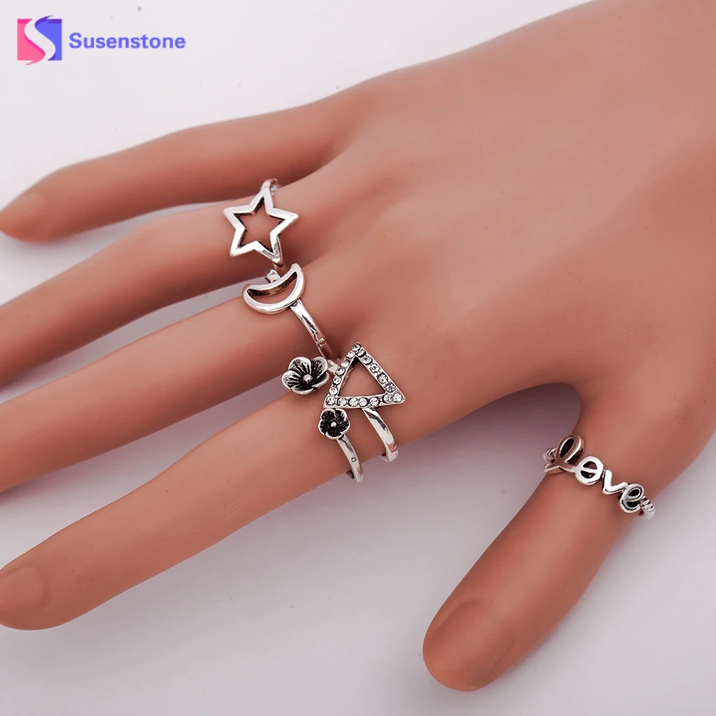 

susenstone 2017 Hot Sell High Quality Simple Jewelry Hollow Out Design Finger Knuckle Ring Jewelry For Women Jewelry Wholesale