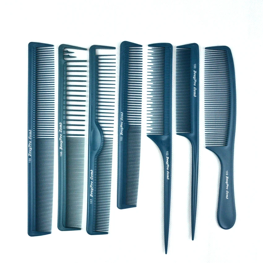 Us 7 43 6 Off 7 Pcs Lot Barber Haircut Combs In 7 Designs Antistatic Hair Comb Blue Color Hairdressing Tail Comb Popular For Hair Studio In Combs