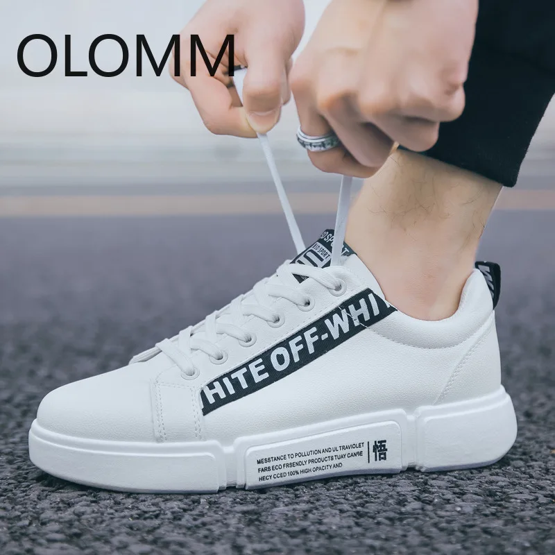 

OLOMM Fashion Men Sneakers for Men Casual Shoes Breathable Lace up Mens Casual Shoes Spring Leather Shoes Men chaussure homme