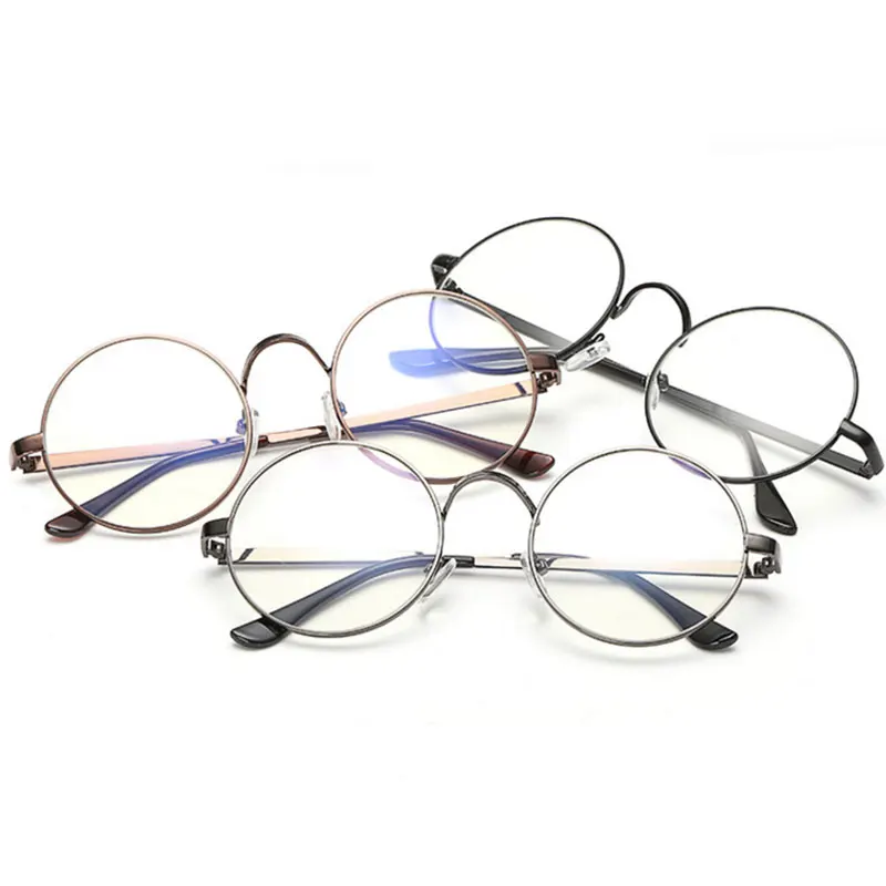 Дешевые маленькие круглые очки для умников, прозрачные линзы, унисекс, Золотая круглая металлическая оправа, оправа для очков, оптическая оправа для мужчин и женщин, черная оправа для очков