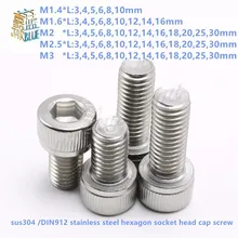 50 шт./лот) M1.4, M1.6, M2, M2.5, M3* L sus304 винт с шестигранной головкой из нержавеющей стали/модель Авто diy винт, DIN912