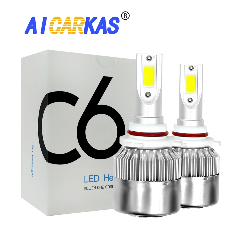 AICARKAS Светодиодные автолампы серия С6 36W 4000LM 6000K с Чипом СОВ .Цоколь LED Лампа Н4