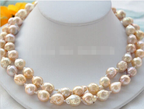 

Free shipping >>@ 1383 13mm pink almost round Edison PEARL NECKLACE 32