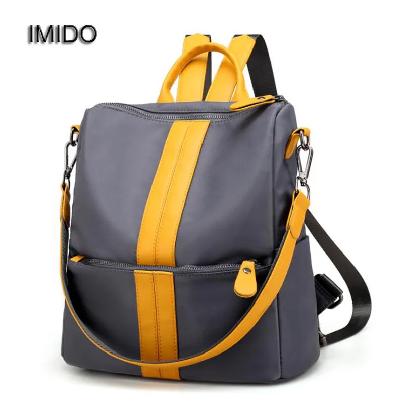 

IMIDO Women Backpack Nylon Waterproof Backbag for girls School Bags Travel Shoulder Bag Black escolar mochilas mujer 2017 SLD031