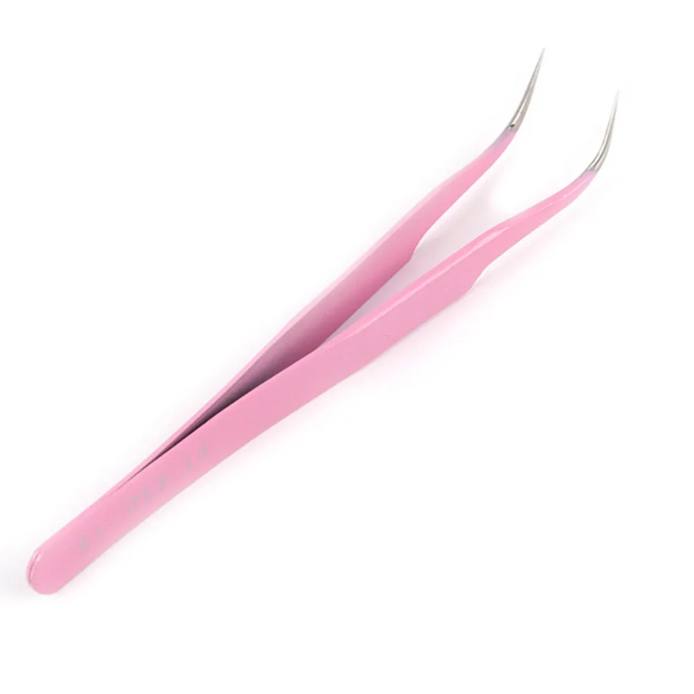 2 шт. прямой и Изогнутый пинцет используется для наращивания ресниц, индивидуальное наращивание ресниц Розовый Пинцет красота макияж инструменты