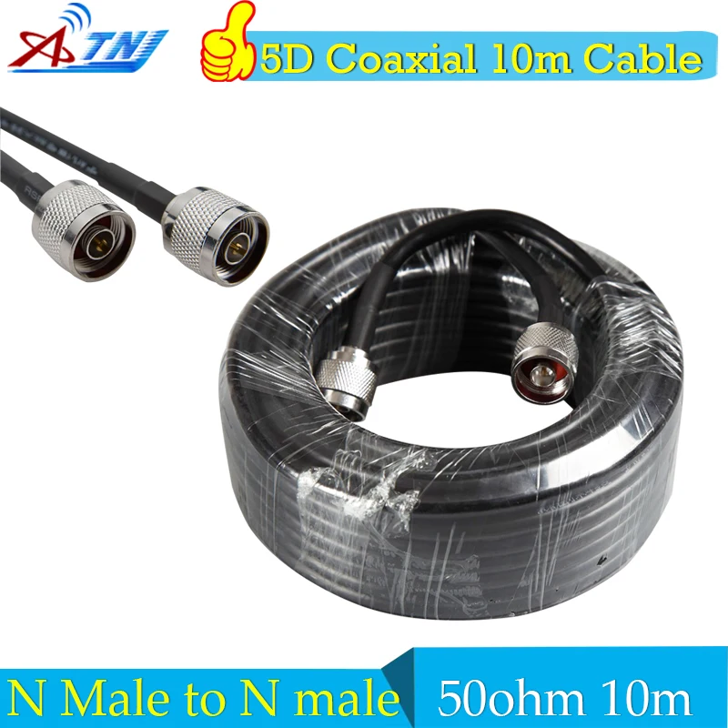

10m Cable 50ohm 5D Coaxial Cable with 2pcs N Male Connector for CDMA GSM DCS PCS LTE WCDMA 3G 4G Mobile Signal Booster Repeater
