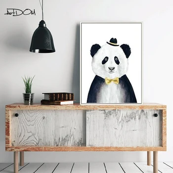 

Artdom No Framed Nordic Animals Bear Cat Canvas Art Print Painting Poster for Kid Room Decoration Wall Decor