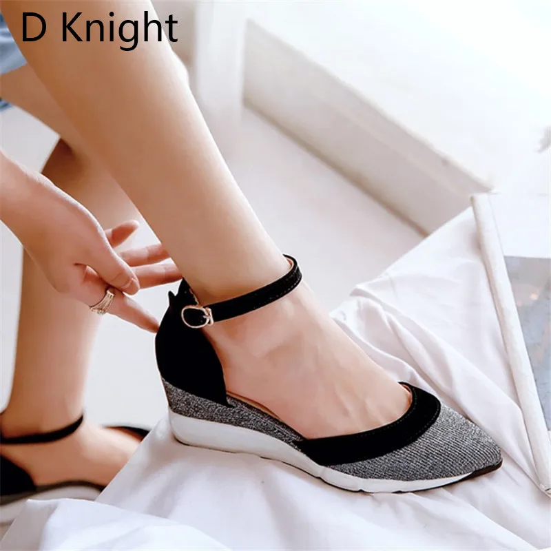 Women Wedges Sandals Mixed Color Block Platform Wedge Heel Ankle Strap Summer Lady High Heels Sandal Closed Toe Pump Shoes Woman (7)