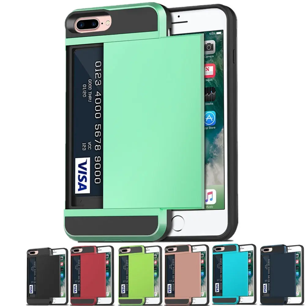 

Card Case For iPhone 5 5S SE 6 6S 7 8 Plus 7+ 8+ Case Slide Card Slot Holder Case For iPhone X XS XR XS MAX 10 Cover Capa Funda