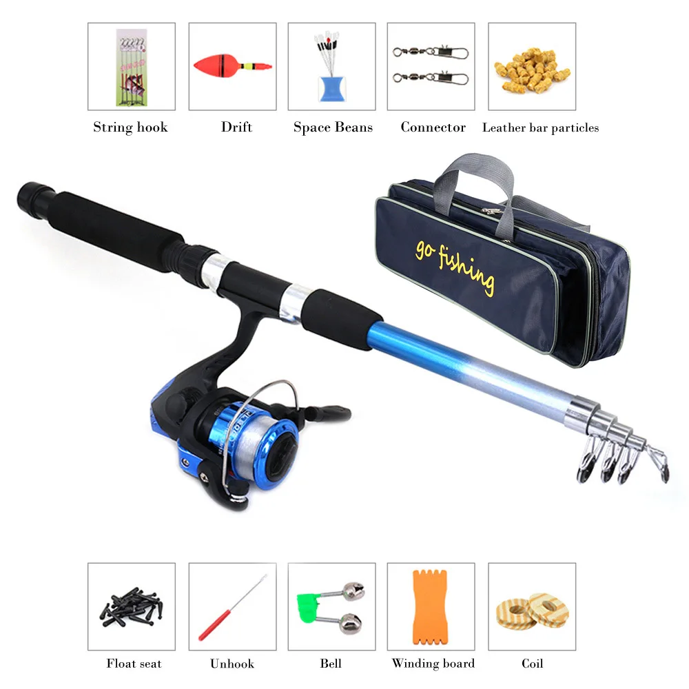 Fishing Rod and Reel Rod Combo kit de pesca W/ Portable Fishing Storage Bag olta takimlari Spinning Reel Gear Pole Set Line Lure