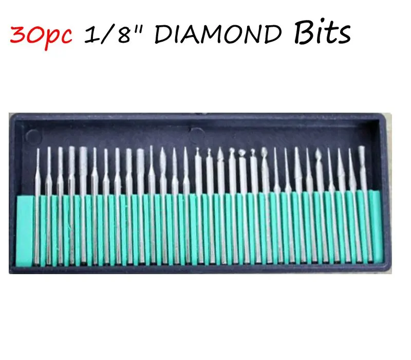 10sets DIAMOND BURRS bur bit set DREMEL 1/8" Dremel Rotary Tool Drill