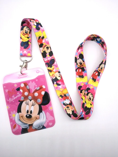 

Retail 1 pcs Cartoon Minnie card with Neck Strap Lanyard Mobile Phone Charms Key Chain BB-119