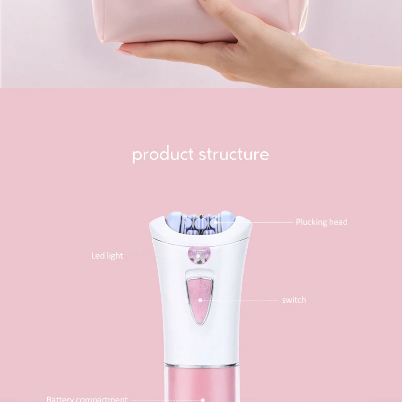 Kemei Mini Electric Epilator For Women Care Depilador Hair Removal Machine Shaver epilator Female Body Face Depilatory tool D40