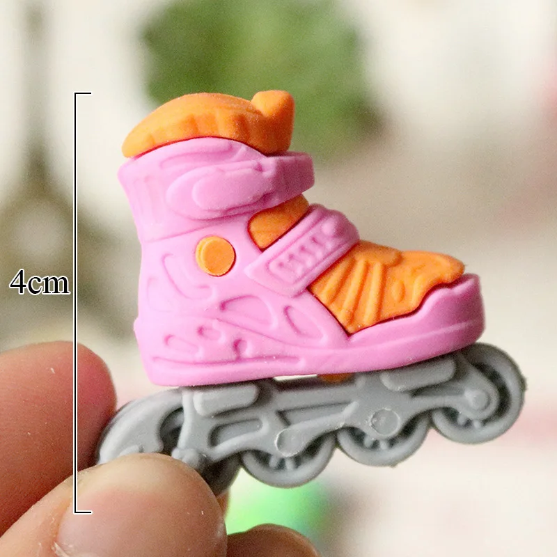 1pc Cute Kawaii Creative Roller Skates Design Pencil Rubber Eraser Student Supplies School Stationery for Kids Toys Prize Gift