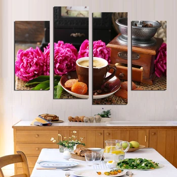 

New Modular Pictures free shipping art canvas painting home decor digital image coffee Flower sitting room kitchen restaurant Ho