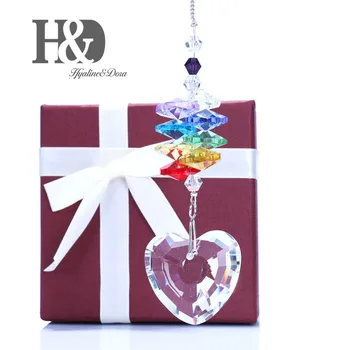 

H&D Handmade Heart Shape Window Pendant Crystal Chakra Suncatcher Fengshui Rainbow Maker For Gifts