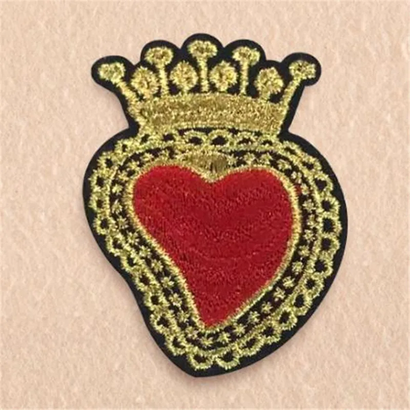 

Women/Men/Kids clothes Diy embroidery biker patch crown heart deal with it Iron on patches for clothing stickers free shipping