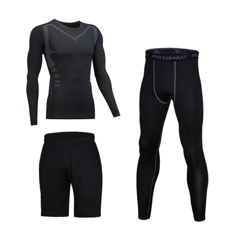 Quick Dry Sports Suit Men's Running Sets Gym Fitness Clothing Compression Basketball Tights Tracksuit Jogging Running Sportswear - Цвет: 11