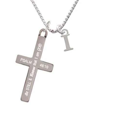 Small Greek Letter - Iota - - Be Still and Know - Cross Necklace (1)