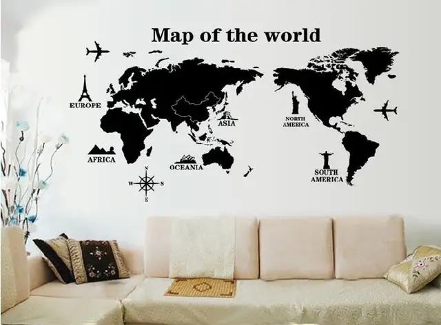 aliexpress : buy wall sticker world map wall sticker living room