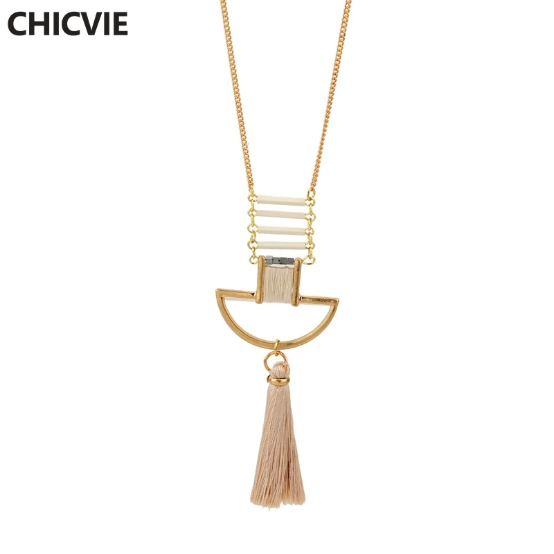 

Boho Casual/Sporty Stone Steampunk Necklaces Gold Tassel Pendant Necklaces for women Handmade Beads Sexy Jewelry SNE160269