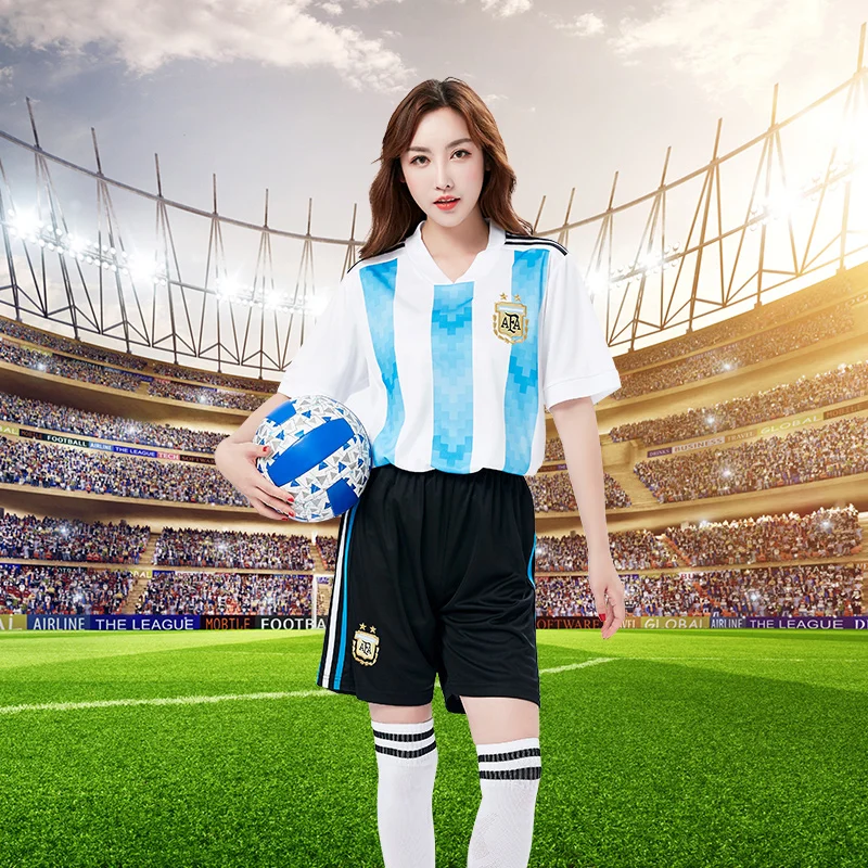 2019 البيع المباشر الأرجنتيني جيرسي ليلة التشجيع اللباس الكبار كرة القدم كأس طفلة دعوى قاعة الرقص امرأة أعلى