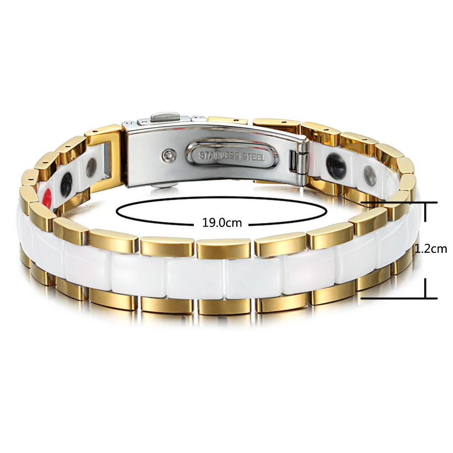 Цена Женские браслеты и браслеты Rainso элегантный из белой керамики для женщин голограмма Магнитная терапия Леди Шарм Германий ювелирные изделия ...