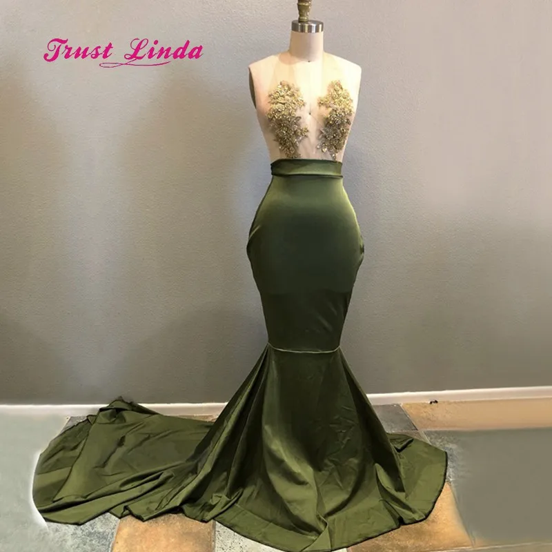 

Green Dresses For Wedding For Women Appliques Halter Mermaid Sheer Wedding Guest Dresses 2018 New Years Eve Dress