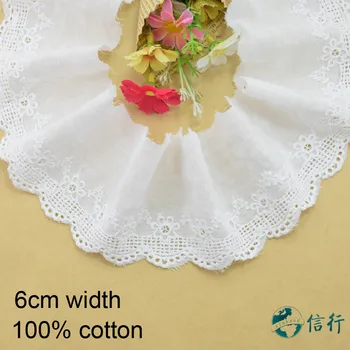 

6cm cotton white embroided lace ribbon guipure trims fabric DIY sewing Accessories supplies african french lace applique #3534