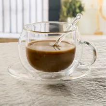 220CC термостойкие двойной Стекло Кофе кружка китайский кунг-фу Чай молоко чашки с блюдцами 14