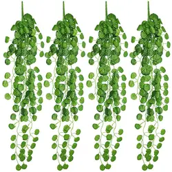 4 булочки искусственный плюща лоза зелень поддельные Висячие растения листья для внутреннего наружного декора (листья бегонии)
