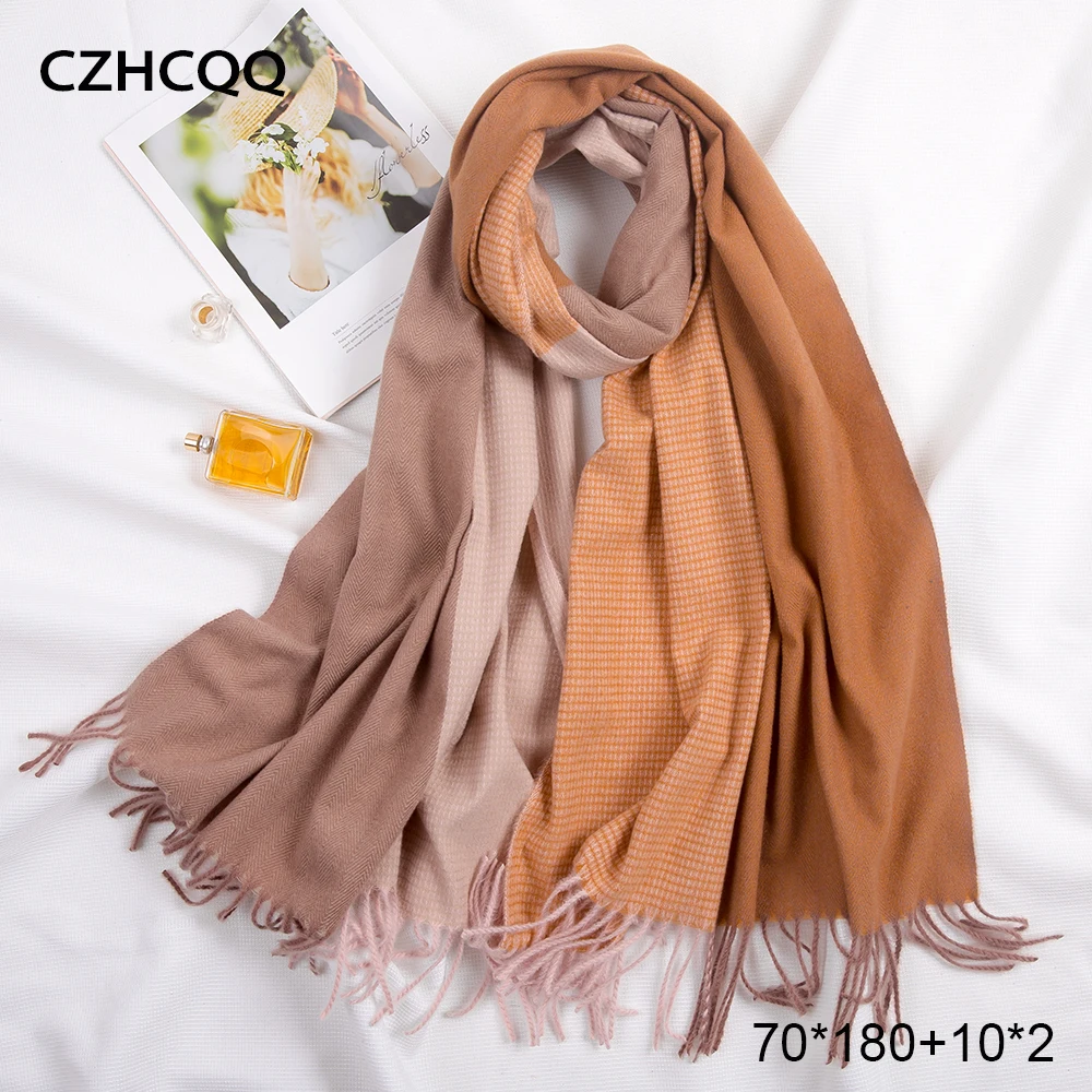  Winter Cashmere Scarf Women's Scarves Handkerchief Wool Bandana Pashmina Shawls Trumpet Stoles Blan