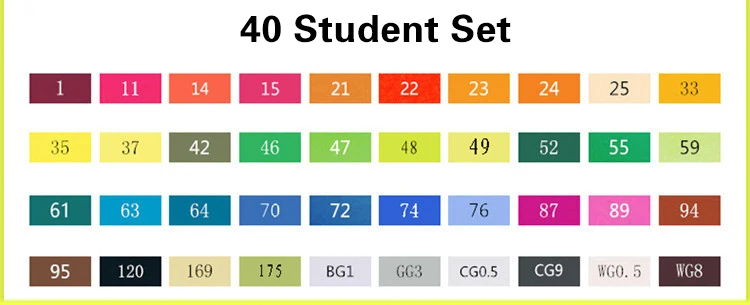 TOUCHNEW 36/48/60/72 Цвет эскиз Маркеры Ручка Двойные головки на спиртовой основе маркер для манги со значком для рисования для учащихся дизайн искусство Сделано в Китае - Цвет: 40 Student Set