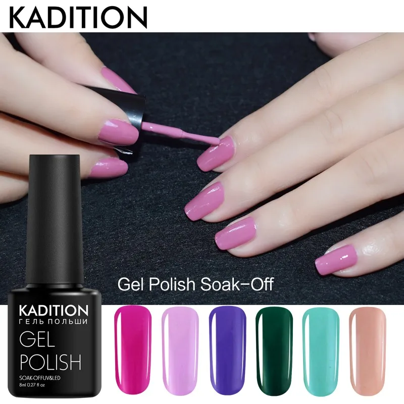 

KADITION Nail Gel Polish 8ML Semi Permanant Hybrid Lacquer Nude Color Primer UV LED Need Lamp for Nails Art Design Gel Varnishes