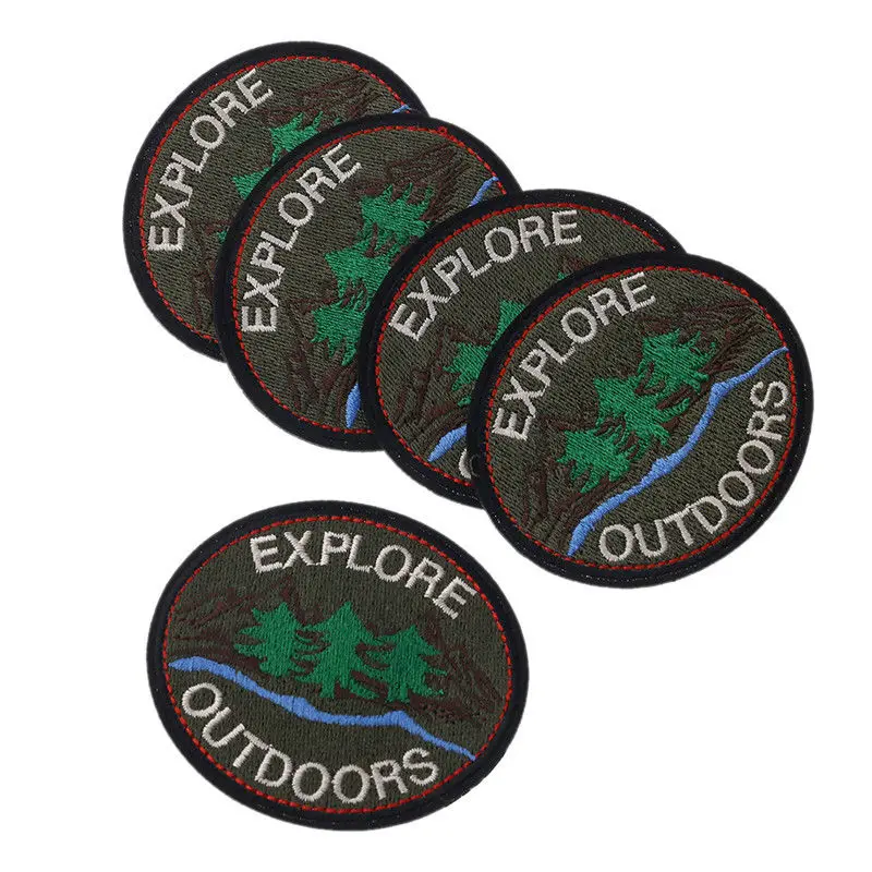 

EXPLORE OUTDOORS IRON ON PATCH Travel Adventure Badge Embroidered Outdoor Vest Adventure Applique badge patch
