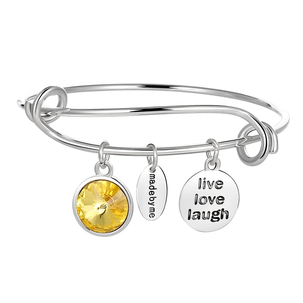 

Legenstar 2019 New Live Love Laugh Inspirational Charm Pendant Expandable Adjustable Bracelets Bangle Birthstone Pulseiras