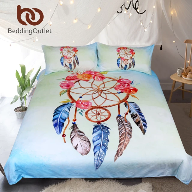 BeddingOutlet Dreamcatcher Bedding Set Queen Floral Rose Quilt Cover