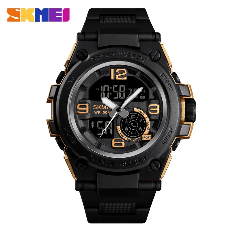 

SKMEI Fashion Sport Watch Men Bluetooth Multifunction Digital Watches 5Bar Waterproof Men Smart Dual Display Watch reloj 1517